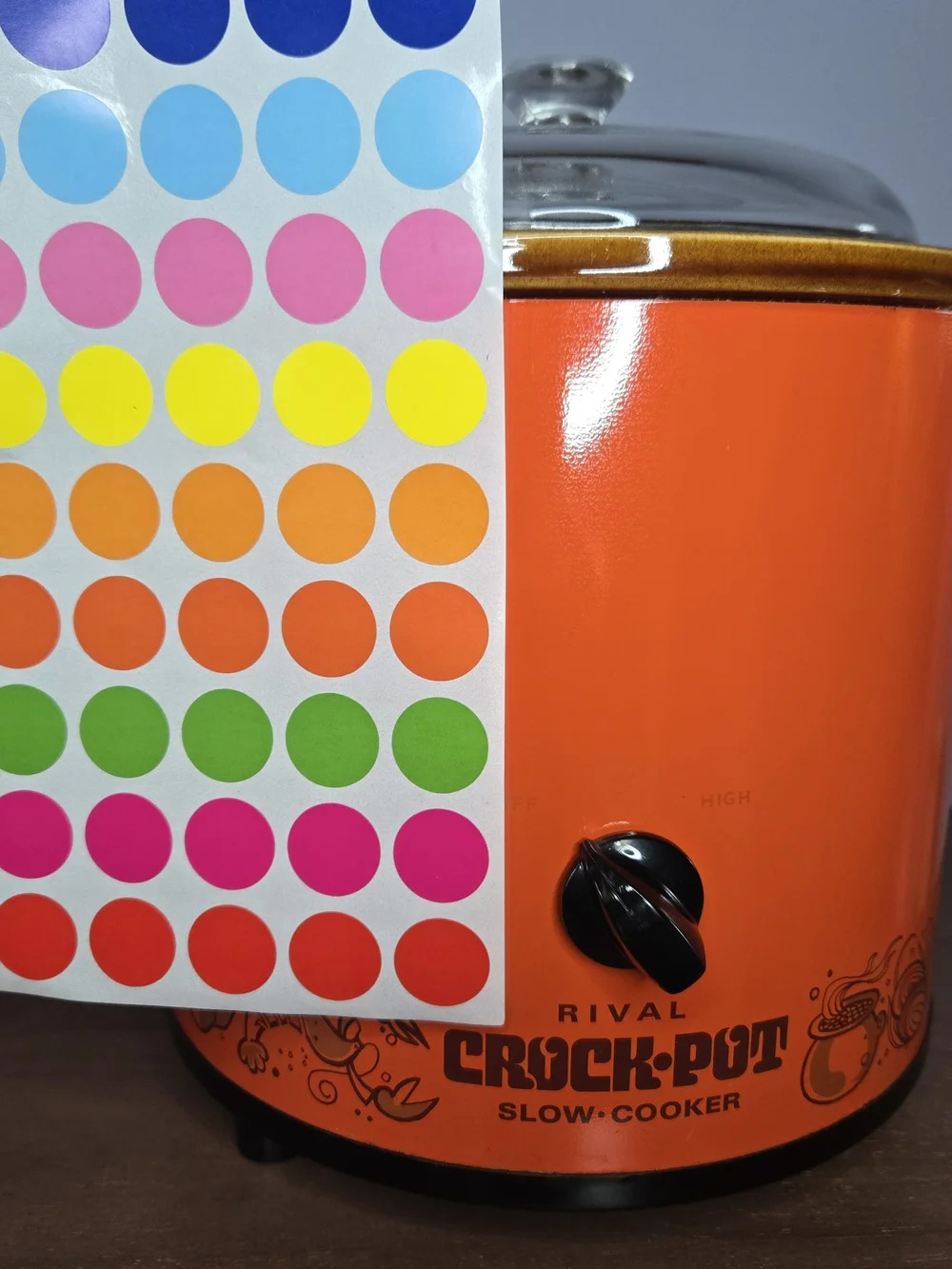 Vintage Rival Orange Crock-Pot With Glass Lid And Book, Very Nice